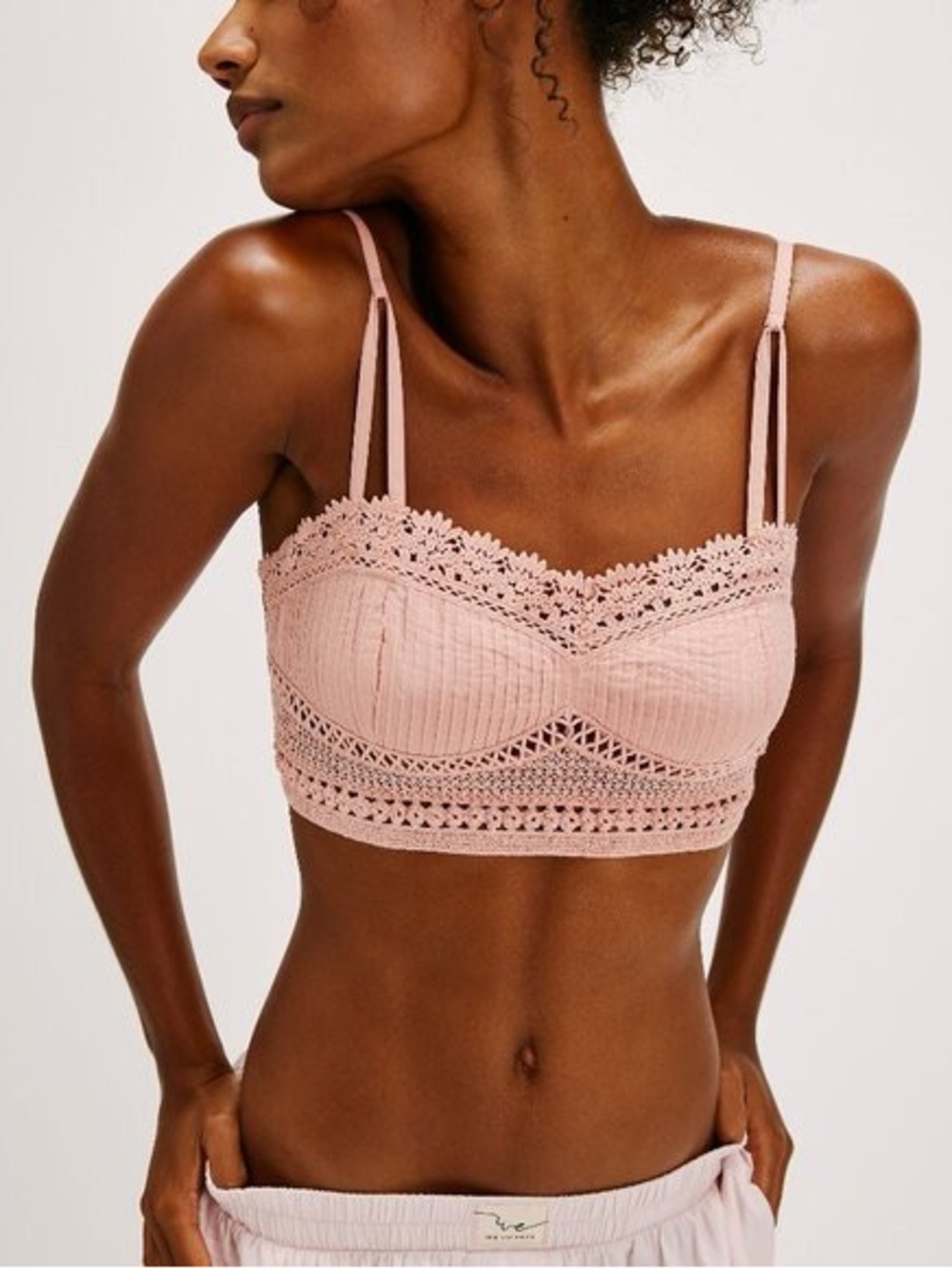 Free People Tallulah Lace Trim Bralette NWT Large Mauve Pink